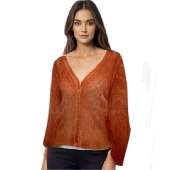 Avant Toi Sweaters - New Avant Toi Silk/Alpaca Wool Orange Cardigan Small